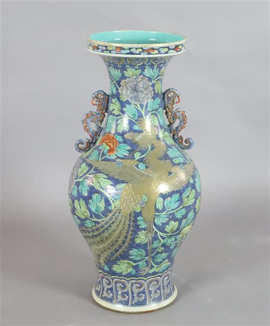 A massive Chinese doucai phoenix vase, Jiaqing period (1796-1820), H. 77.5cm